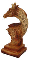 Wild Safari Savannah Giraffe Bust Figurine In Faux Wood Cutout Carving Finish