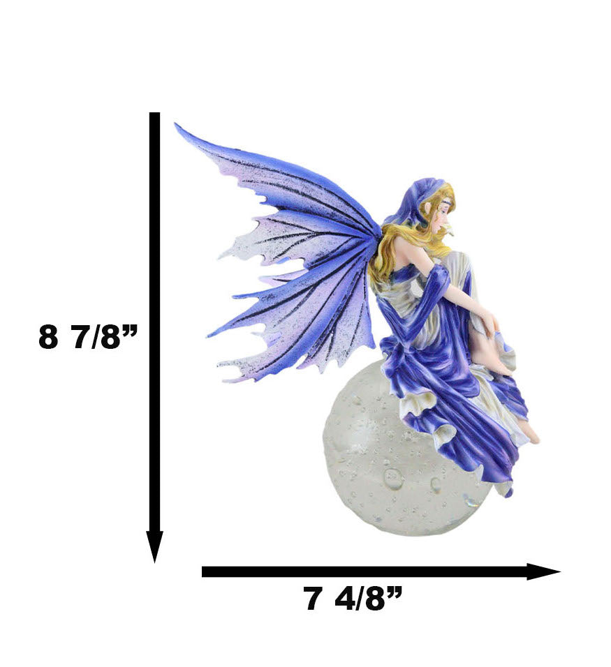 Ebros Blonde Fairy Sitting On Lunar Full Moon Statue 8.5" Tall by Nene Thomas