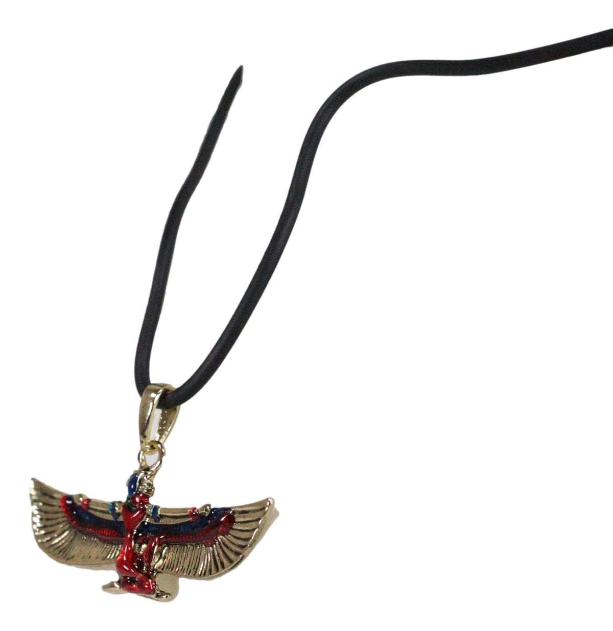 Egyptian Deity Golden Goddess Maat With Open Wings Amulet Pendant Necklace Decor - Ebros Gift