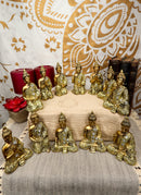 Golden Miniature Meditating Buddha Amitabha Many Mudra Poses Figurine Set of 12
