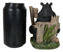 Rustic Western Forest Drunk Black Bear Smoking Pipe And Drinking Beer Figurine