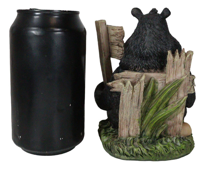 Rustic Western Forest Drunk Black Bear Smoking Pipe And Drinking Beer Figurine