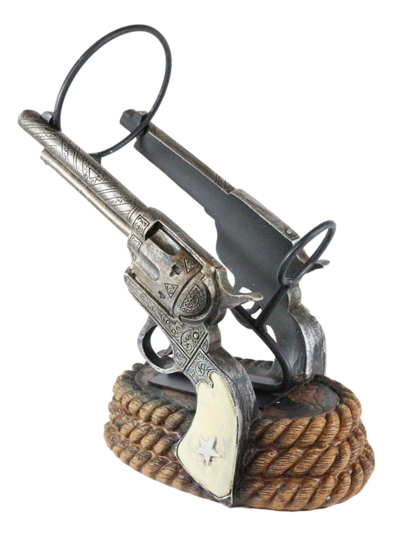 Western Six Shooter Cowboy Pistol Revolvers And Bull Ropes Wine Holder Caddy