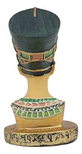 Egyptian Queen Nefertiti Bust Miniature Figurine With Hieroglyphic Base 2.25"H