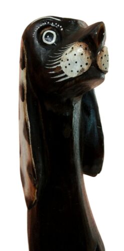 Balinese Wood Handicraft 3 Feet Large Polkadot Ears Canine Hound Dog Set