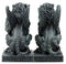 Ebros Stoic Notre Dame Roaring Lion Heart Sword & Shield Bearer Gargoyle Figurine Set