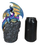 Metallic Blue Iridescent Dragon On Faux Geode Rock Quartz Crystal Cove Figurine