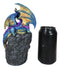 Metallic Blue Iridescent Dragon On Faux Geode Rock Quartz Crystal Cove Figurine
