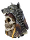 Ebros 9" Tall Large Warrior Black Wolf Headdress Skull Statue Gothic Macabre Figurine Skulls Party Centerpiece Decorative