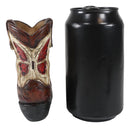 Set of 4 Rustic Western Tooled Leather Finish Cowboy Boots Miniature Figurines