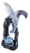 Ebros  21"H White Frozen Dragon On Cavern With Wyrmling Hatchling In Egg Statue