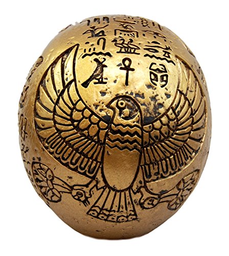 Ebros Gift Egyptian Gods and Kings Golden Nefertiti King TUT Ankh Skull Figurine 6.25" L