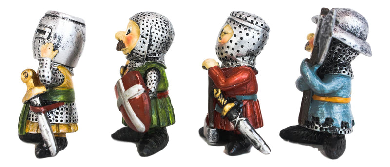 Medieval Knight Crusader Templar Sword Axe Shield Armor Mini Figurine Set of 4