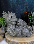 Ebros Garden Dragon Family Mommy and Me Time Statue 8" Long Cute Baby On Mother's Bosom Dragons Faux Stone Resin Finish Figurine Fantasy Home Decor