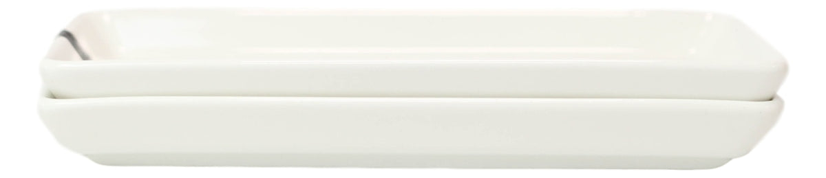 Ebros Japanese White Neta Zara Porcelain Sashimi Chef Serving Plate 2-PK For Sushi Box - Ebros Gift