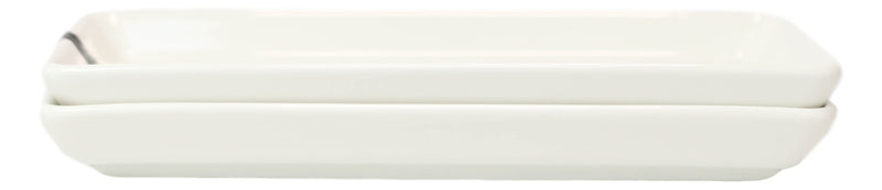 Ebros Japanese White Neta Zara Porcelain Sashimi Chef Serving Plate 2-PK For Sushi Box