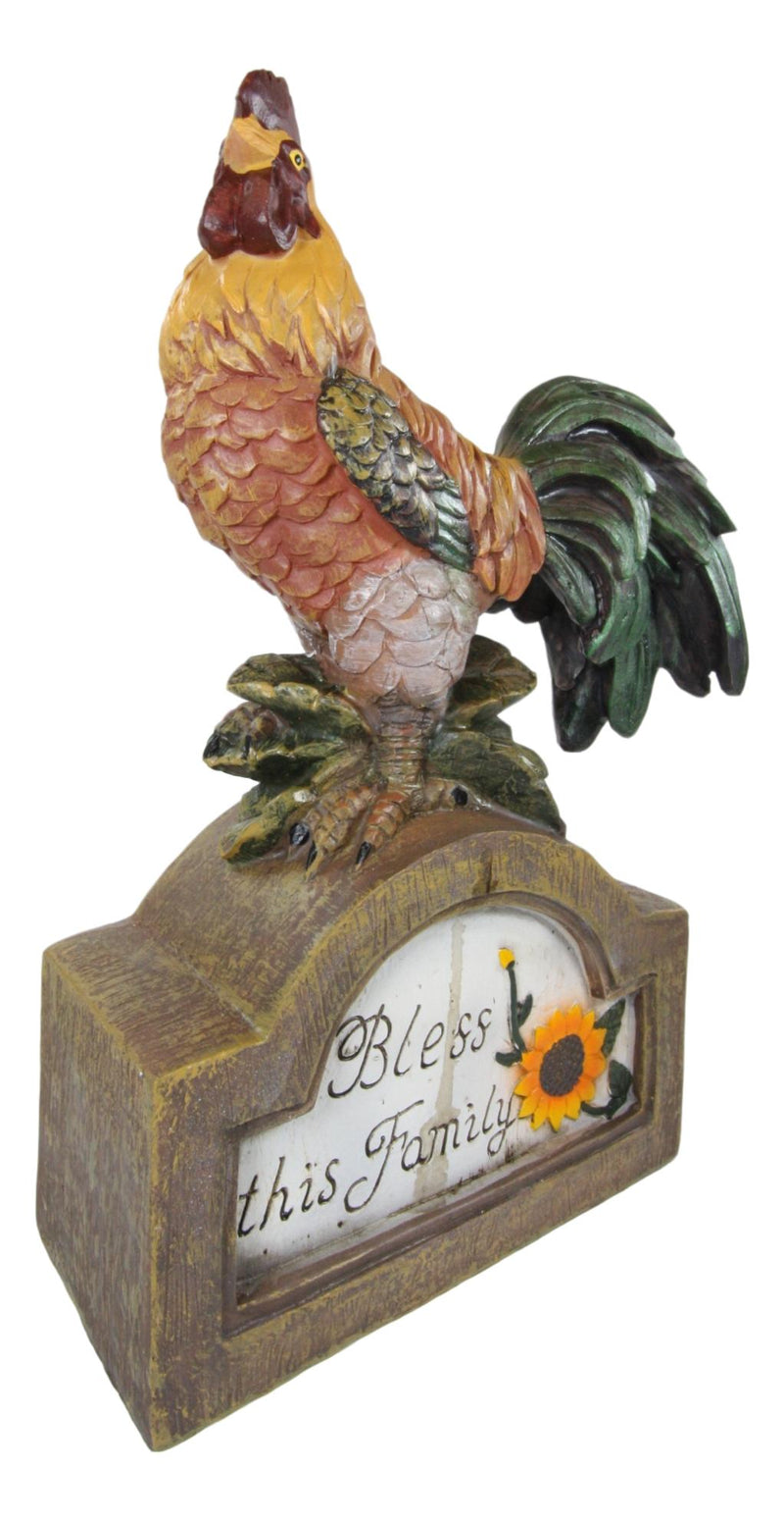 Ebros Rustic Country Rooster Chicken On Archway Bridge Bless This Family Sign Figurine