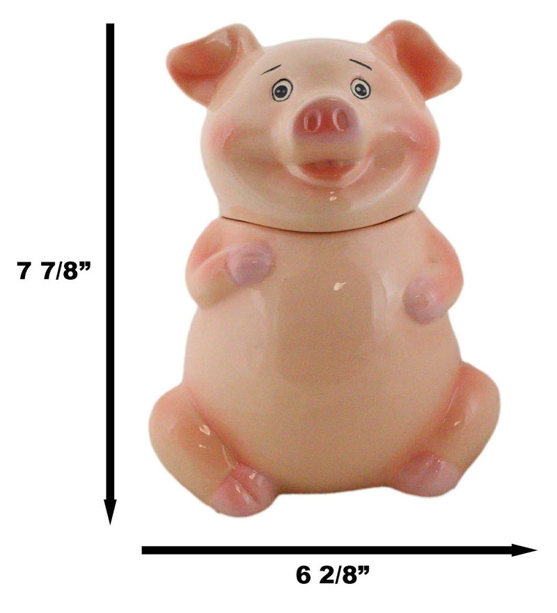 Ebros Animal Farm Bacon Porky Pig Ceramic Cookie Jar Container Figurine 8"H Babe Pigs