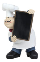French Bistro Head Chef Jean With Hat And Red Necktie Holding Black Board Statue