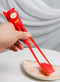 Red Porky Pig Reusable Training Chopsticks Set With Silicone Helper BPA Free