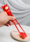Red Porky Pig Reusable Training Chopsticks Set With Silicone Helper BPA Free