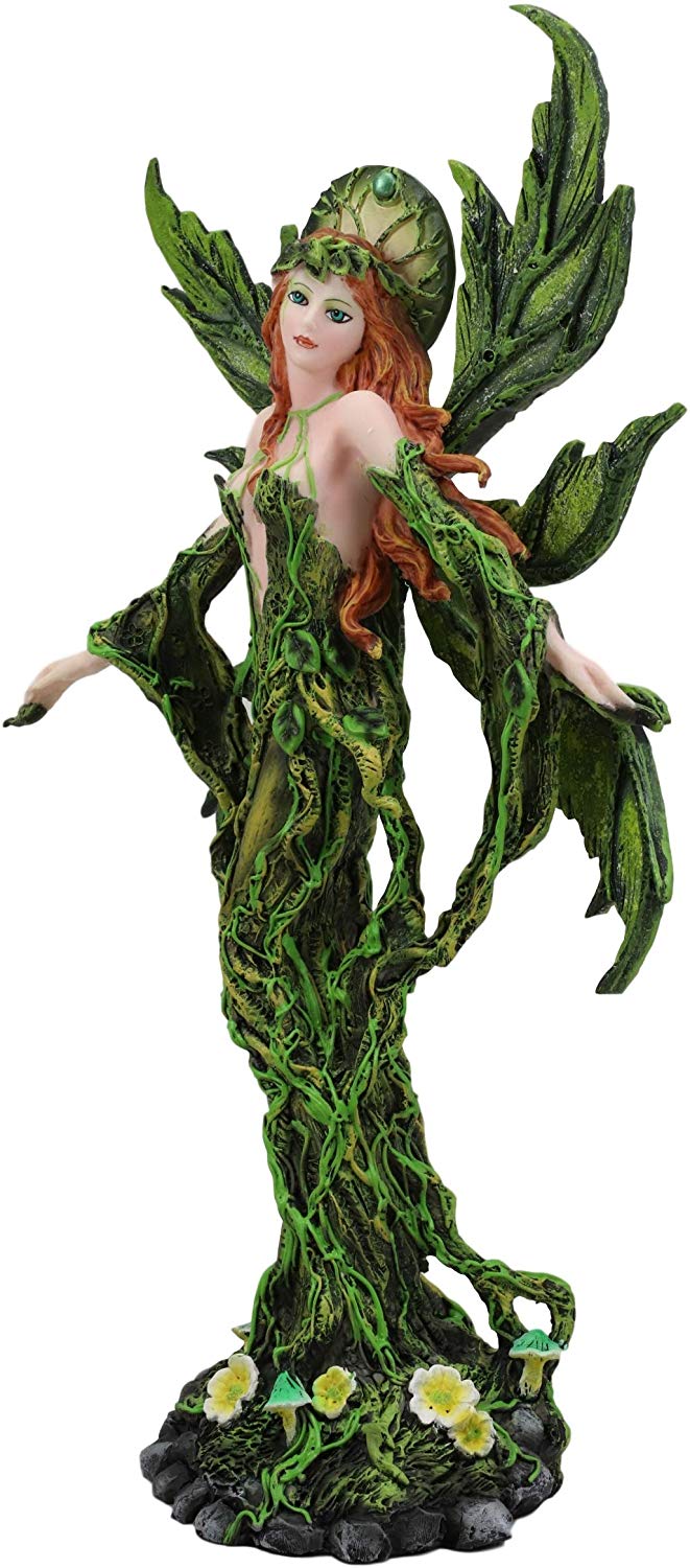 Ebros Elemental Earth Gaia Forest Green Fairy Statue Decorative Figurine 12.25"H
