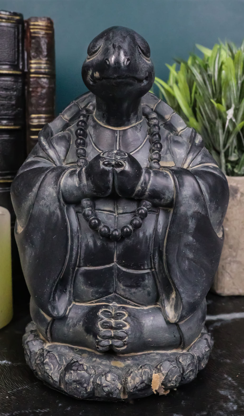 Feng Shui Zen Celestial Buddha Turtle Chanting Mantra Decorative Talisman Statue - Ebros Gift