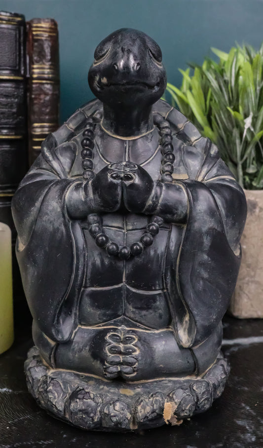 Feng Shui Zen Celestial Buddha Turtle Chanting Mantra Decorative Talisman Statue - Ebros Gift