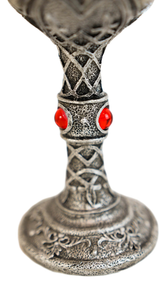 Howling White Wolf In Starry Night Wine Chalice Goblet With Celtic Knotwork 7oz - Ebros Gift