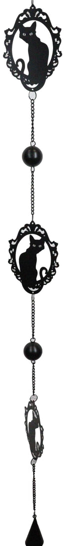 Wicca Witchcraft Black Cat Silhouette Black Coated Steel Metal Wind Chime Mobile