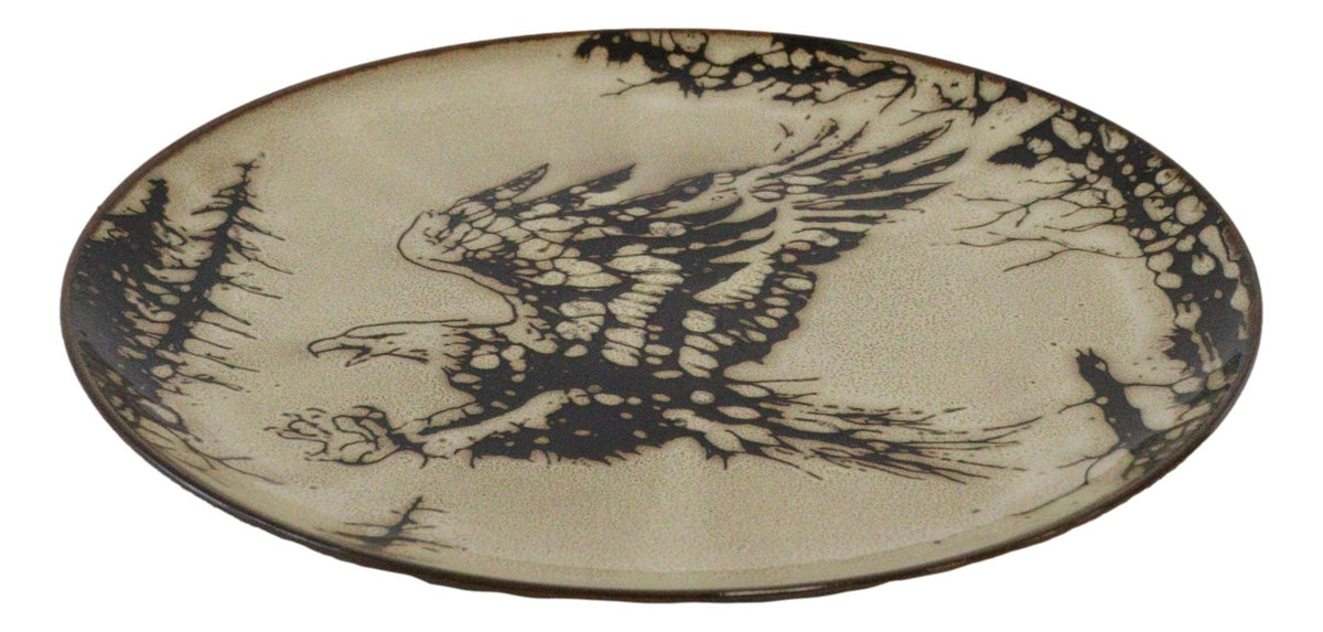 Pack Of 2 Rustic Western Patriotic Swooping Bald Eagle Round Dinner Plates 10"D