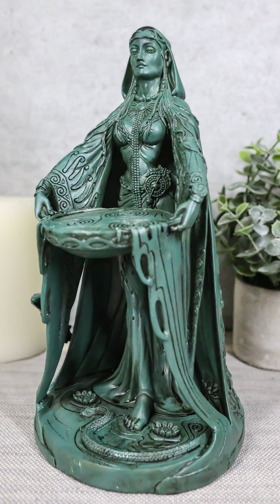 Irish Triple Goddess Danu With Cauldron Statue 9"H Don Source Of Wisdom Wealth - Ebros Gift