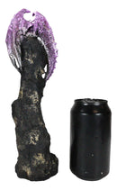 Purple Dragon On Geode Rock Gemstone Quartz Pillar Incense Burner Figurine