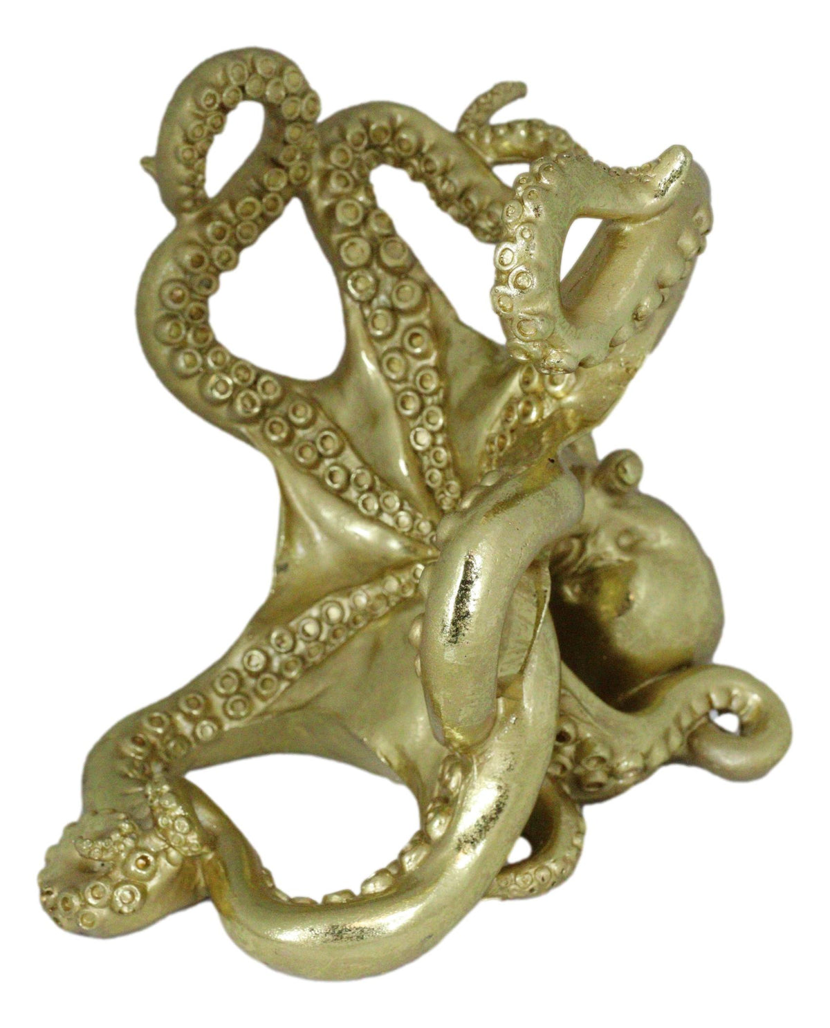 Nautical Gold Giant Sea Octopus Wine Holder Cephalopod Kraken Bottle Caddy Decor - Ebros Gift