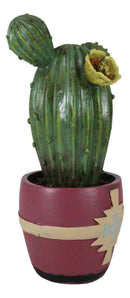 Western Faux Yellow Flowering Cactus Succulent Plant in Navajo Vector Pot Decor