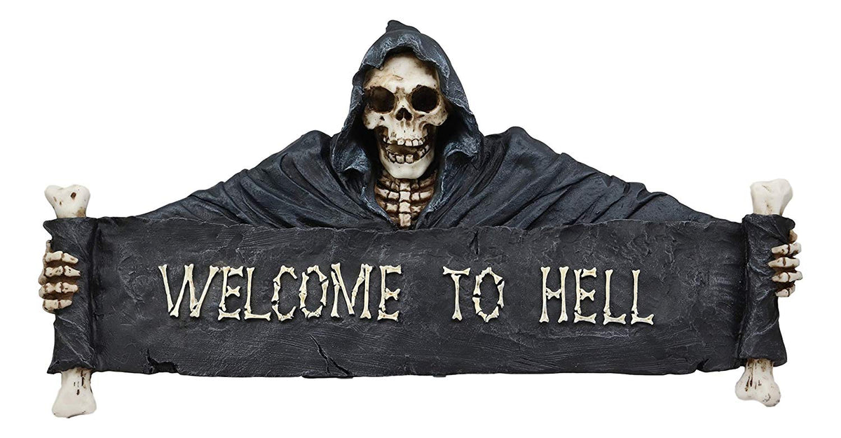 Ebros Large Grim Reaper Skeleton Welcome Opening Scroll Wall Decor 17.5" Long