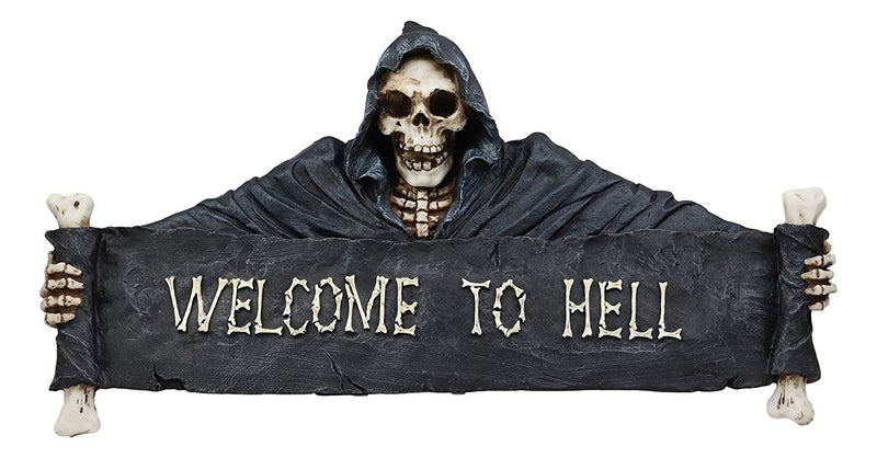 Ebros Large Grim Reaper Skeleton Welcome Opening Scroll Wall Decor 17.5" Long