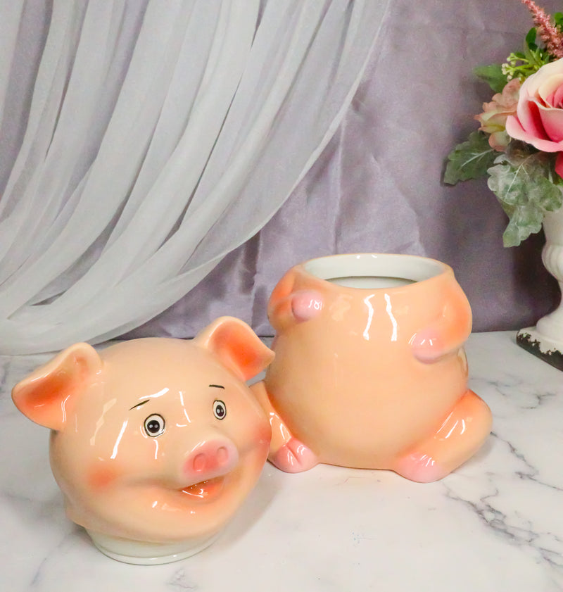 Ebros Animal Farm Bacon Porky Pig Ceramic Cookie Jar Container Figurine 8"H Babe Pigs