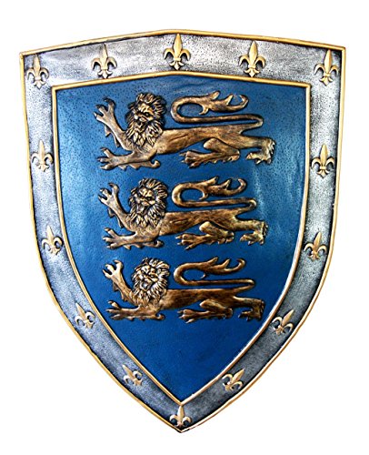 Ebros Gift Large Medieval Knight Royal Arms Of England Three Lions Shield Wall Plaque 18"Tall - Ebros Gift