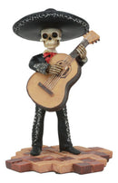 Black Mariachi Band Skeleton Folk Music Bass Player Figurine Day Of The Dead
