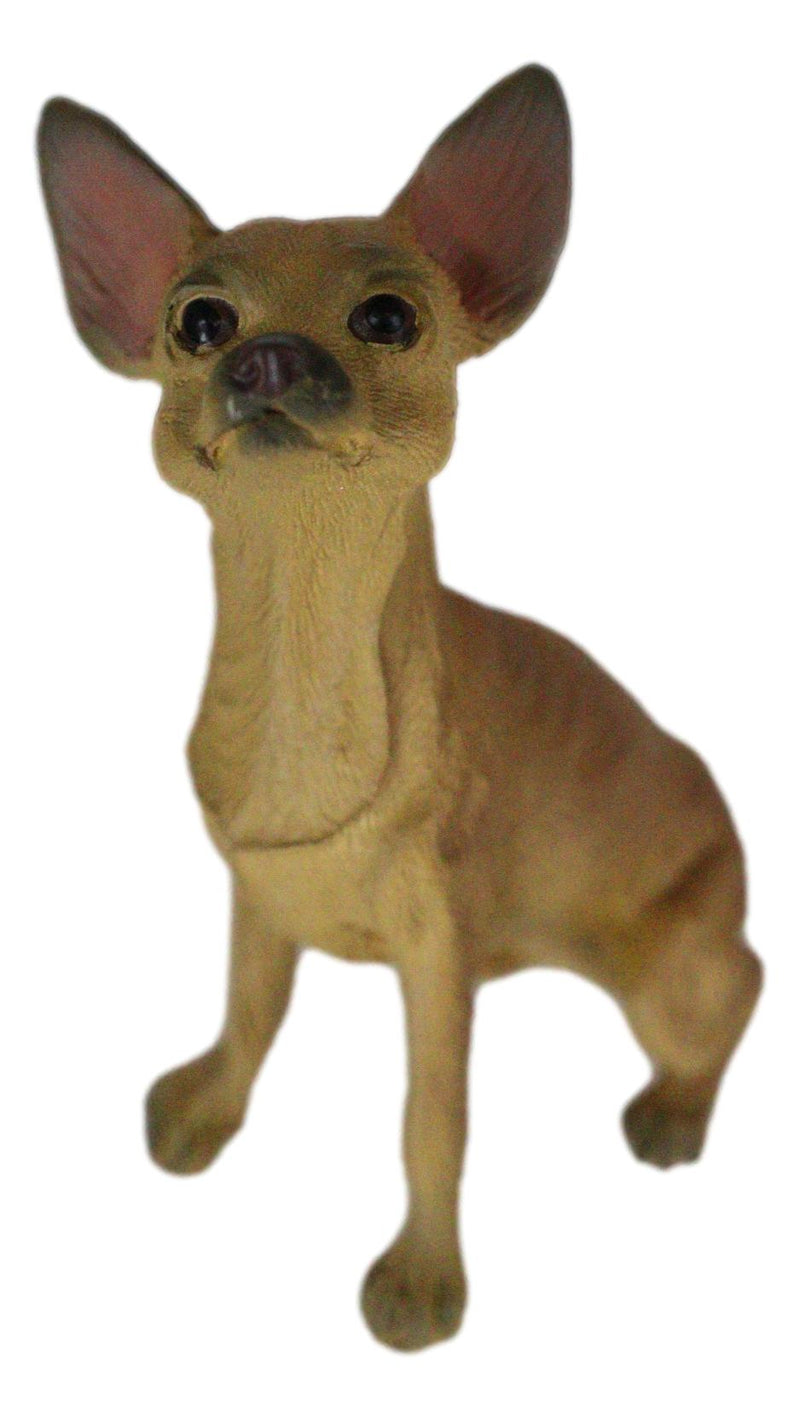 Sitting Lifelike Adorable Shorthair Tan Chihuahua Puppy Dog Pet Pal Figurine