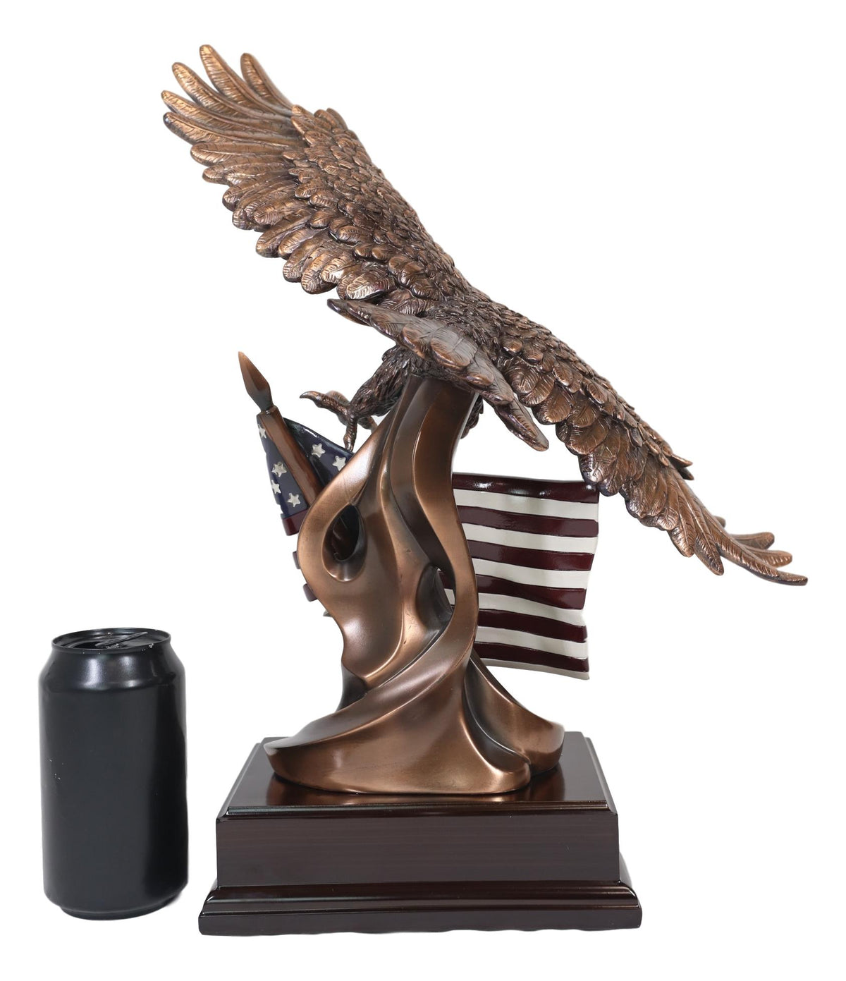 Ebros Bald Eagle Soaring Over The Star Spangled Banner American Flag Statue - Ebros Gift