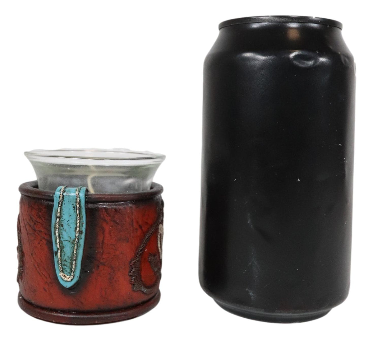 Western Cowgirl Red Love Heart Scrollwork Lace Faux Leather Votive Candle Holder