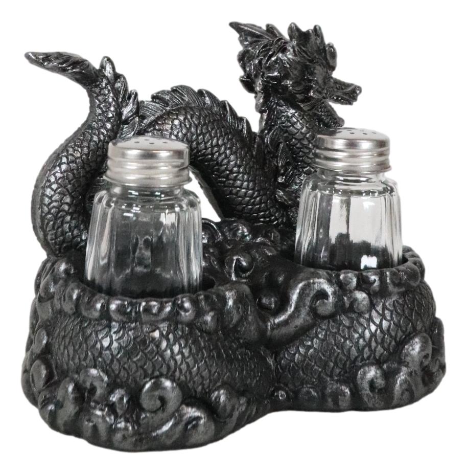 Oriental Gothic Dragon King Riding Over The Clouds Salt And Pepper Shakers Set