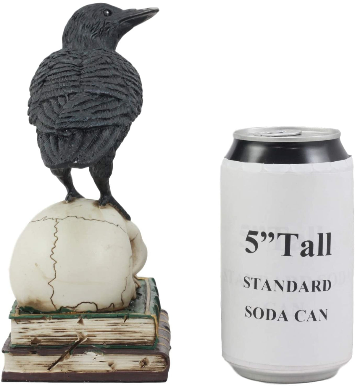 Ebros Dark Raven 7.25"Tall Raven Crow On Skull of Bibliography Figurine - Ebros Gift