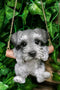 Lifelike Mini Schnauzer Puppy Macrame Branch Hanger 5.25"Tall With Jute Strings