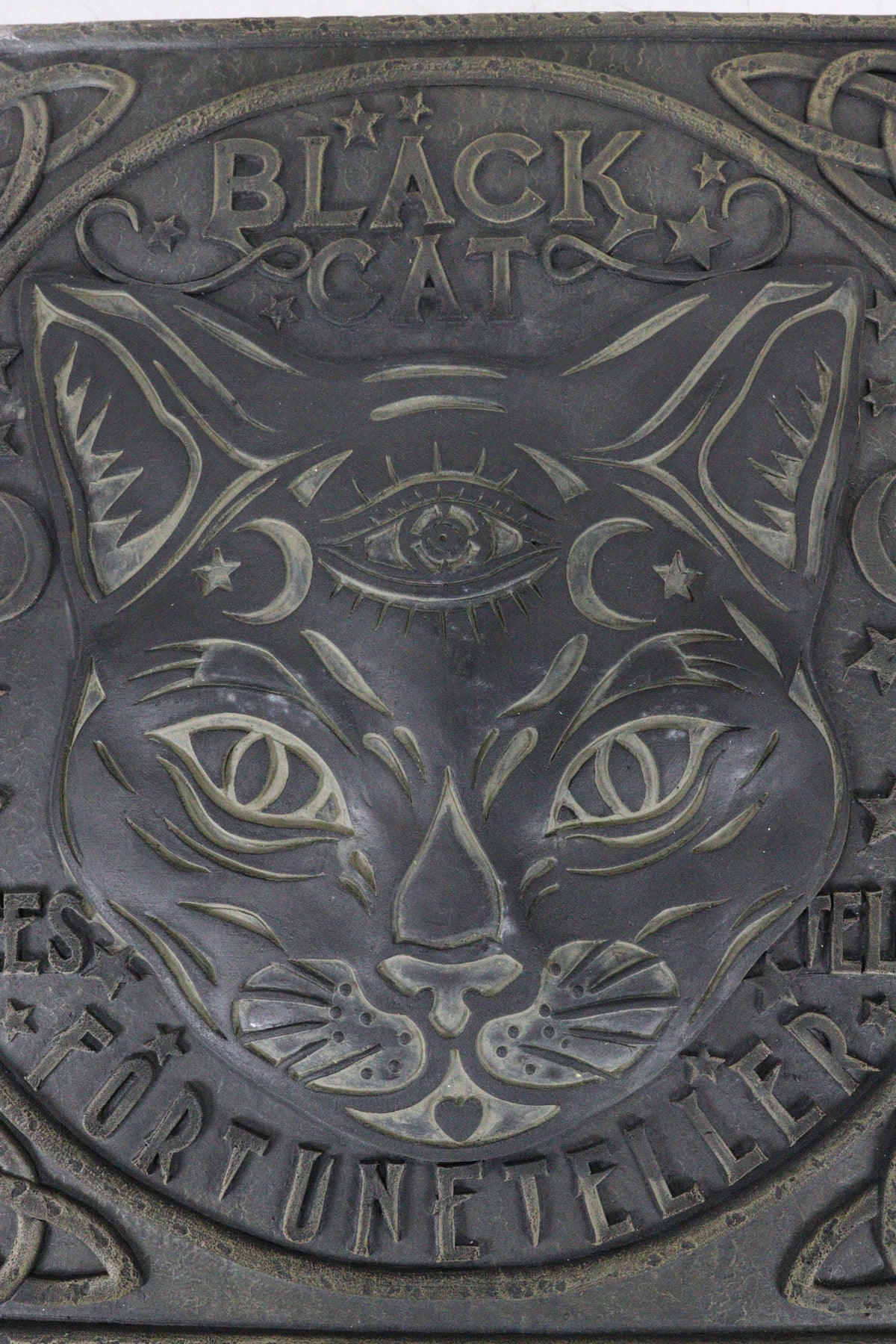 Wicca Halloween Black Cat Sees and Tells Fortune Teller Resin Stepping Stone