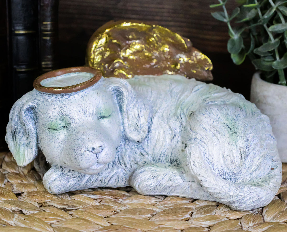 Ebros Heavenly Halo Angel Dog Urn Statue 8" Long Pet Memorial All Dogs Go to Heaven - Ebros Gift