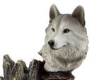 Ebros Full Moon Lone Alpha Gray Wolf Glass Salt & Pepper Shakers Holder Decor