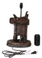 Western Cowboy Faux Tooled Leather Horse Saddle Conchos Buckles Table Lamp Decor